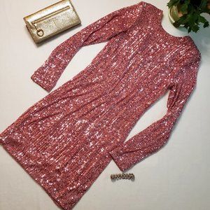KAOS Mini Party Dress in Pink Sequins Size US 8 EU 38